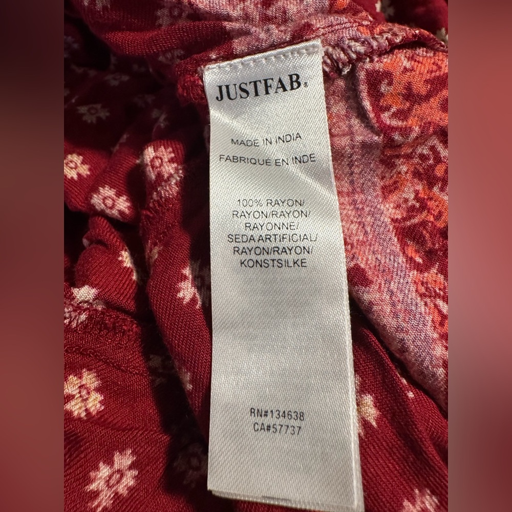 JustFab Red Long Tie-Front Kimono w/ Floral Print - Picture 4 of 4